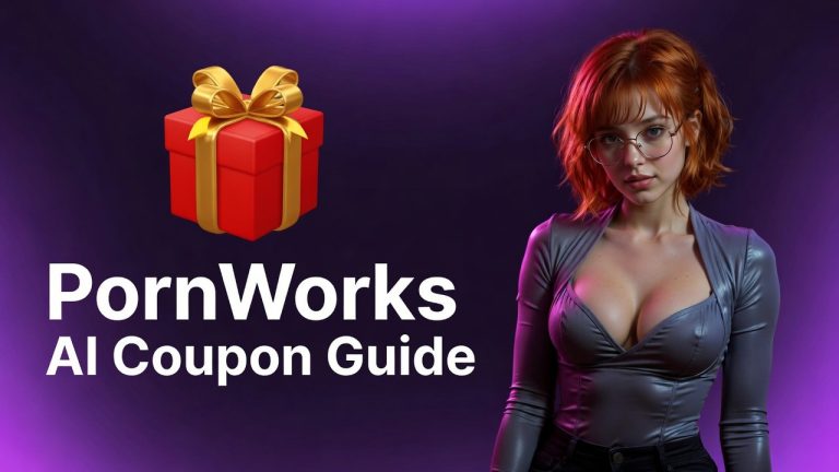 PornWorks AI coupon guide banner showing promo codes, bonus credits, discount checks, renewal terms, and final price review